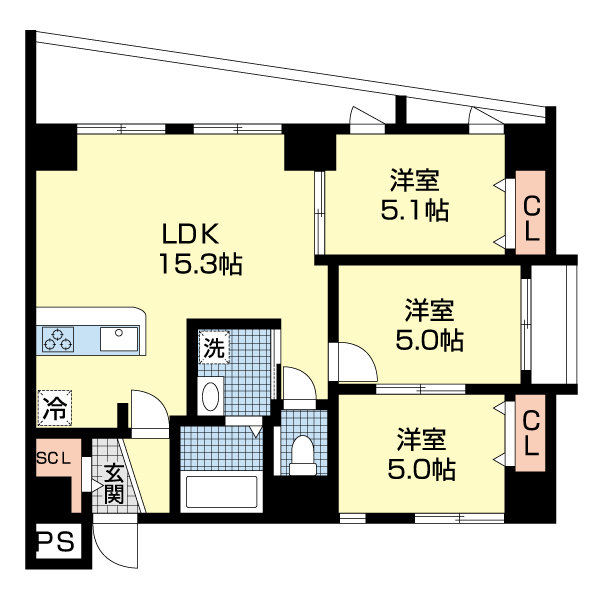 長崎市新地町のマンションの間取り