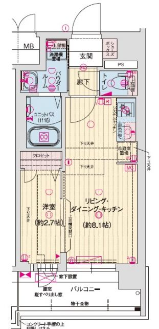 【京都市南区上鳥羽勧進橋町のマンションの間取り】