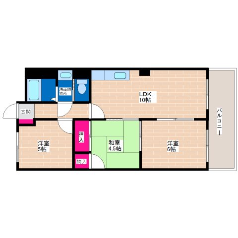 大阪市平野区西脇のマンションの間取り