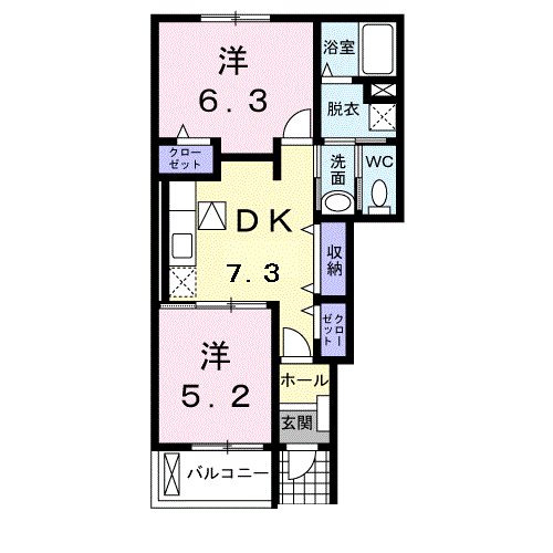 出水市上鯖渕のアパートの間取り