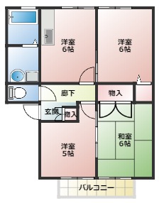 小田原市北ノ窪のアパートの間取り