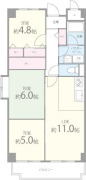 【摂津市東一津屋のマンションの間取り】