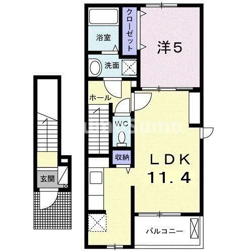 西宮市上ケ原山手町のアパートの間取り