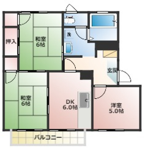 岡山市北区高松原古才のアパートの間取り