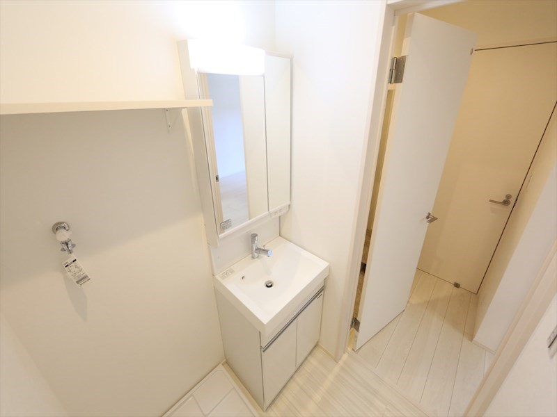 洗面設備　脱衣所　独立洗面台（シャンプードレッサー付）収納スペース有