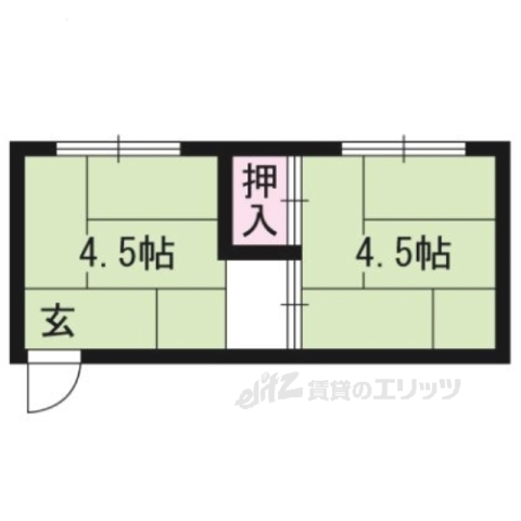 京都市左京区松ケ崎東町のアパートの間取り