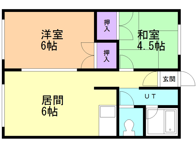 苫小牧市のぞみ町のアパートの間取り