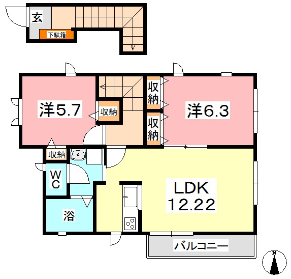 倉敷市福井のアパートの間取り