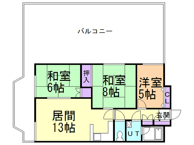 函館市大森町のマンションの間取り