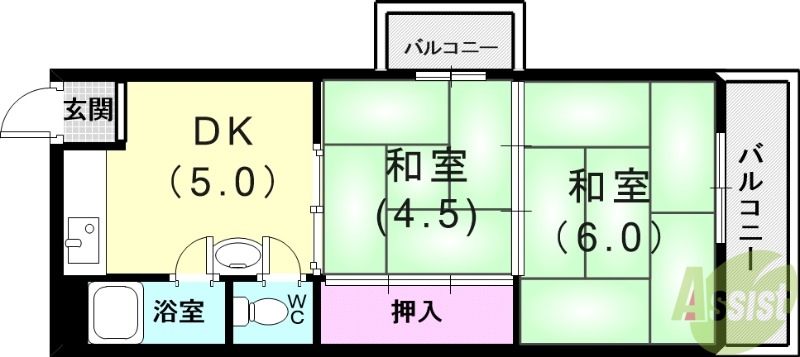 神戸市垂水区星が丘のマンションの間取り