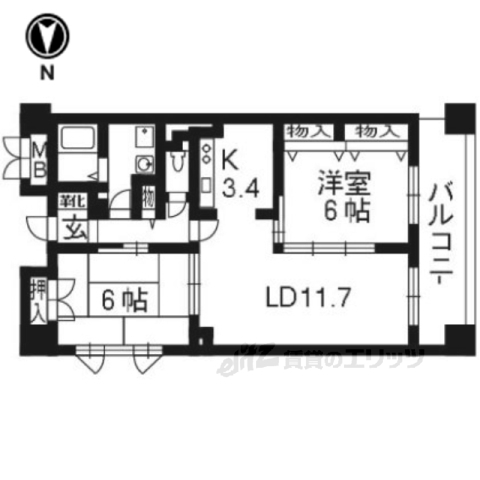 【京都市下京区石井筒町のマンションの間取り】