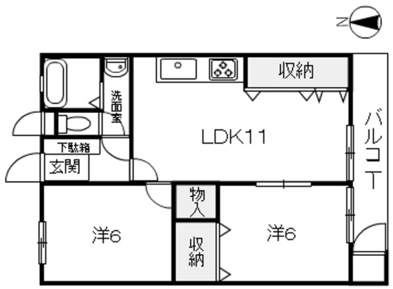 広島市佐伯区屋代のマンションの間取り