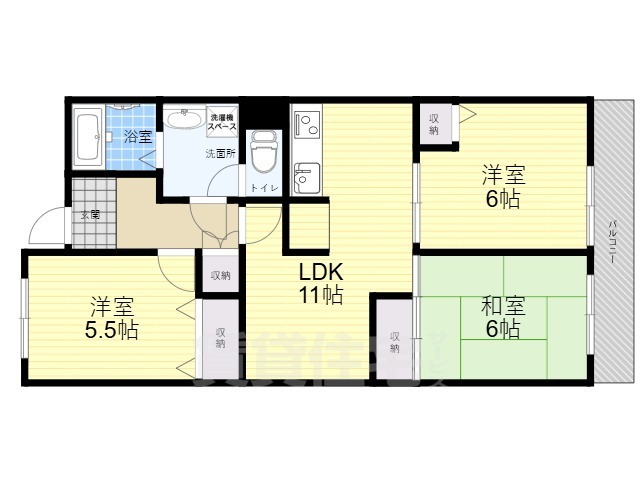 宇治市木幡のマンションの間取り