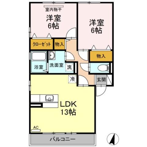 福山市千田町のアパートの間取り