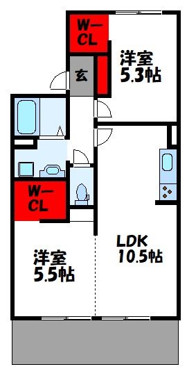 古賀市花見南のアパートの間取り