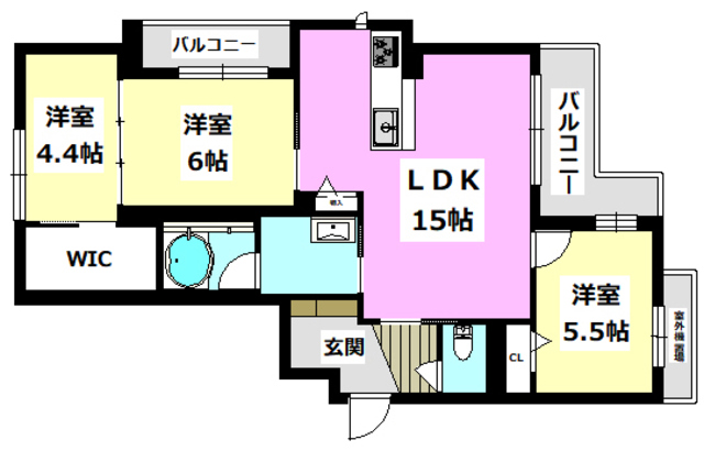 摂津市正雀のマンションの間取り