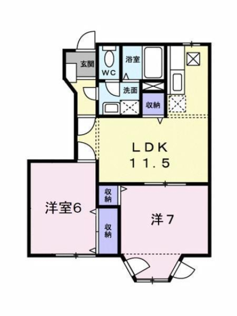 松山市西長戸町のアパートの間取り