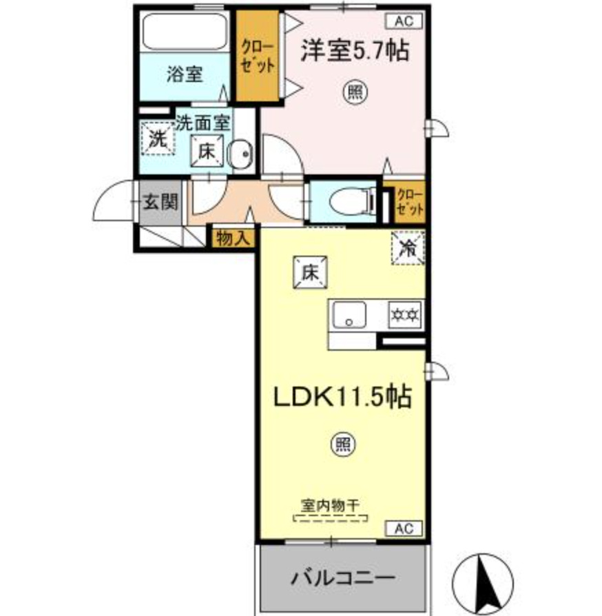 八代市錦町のアパートの間取り