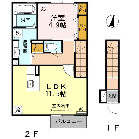 上益城郡益城町大字古閑のアパートの間取り