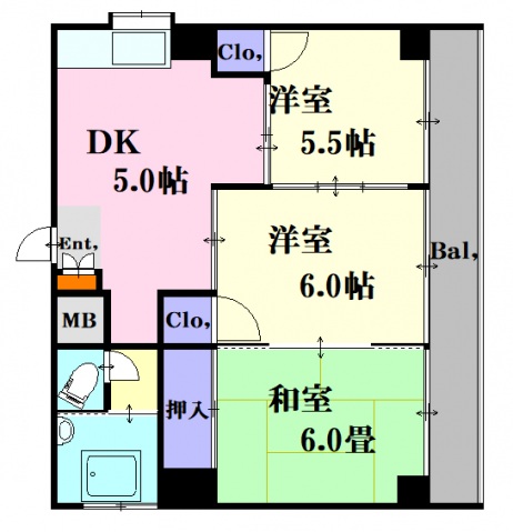 広島市中区大手町のマンションの間取り