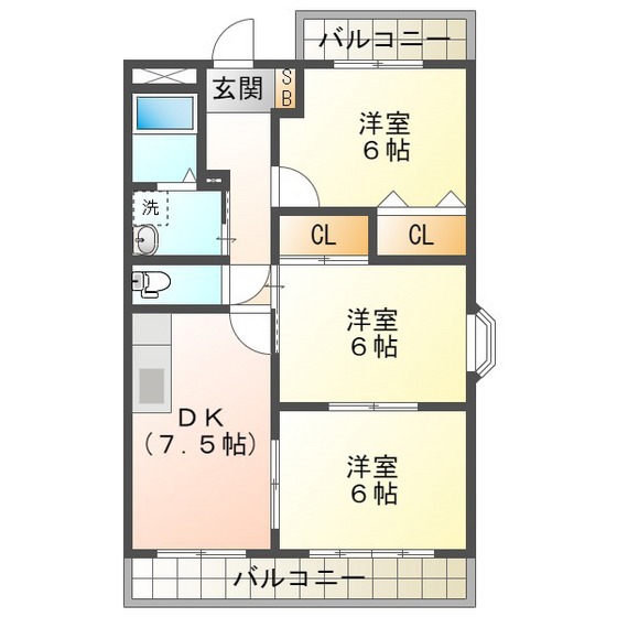 ブルースカイマンションIIの間取り