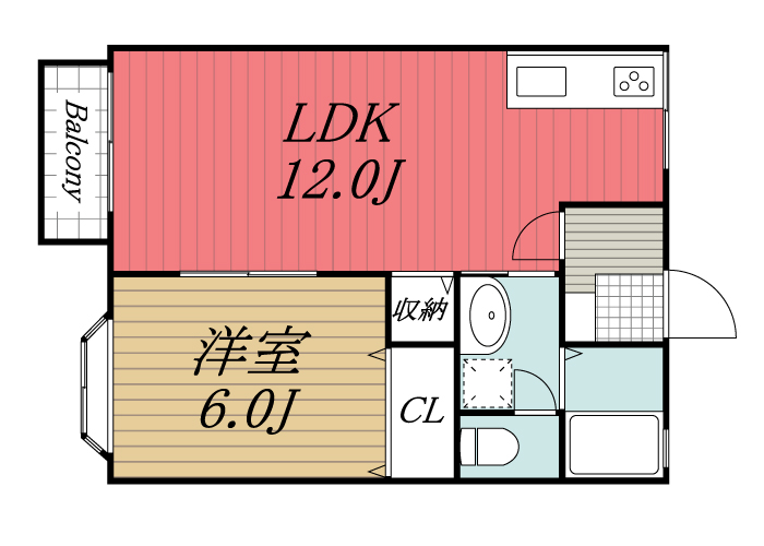 千葉市中央区松ケ丘町のアパートの間取り