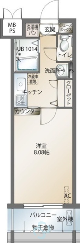 福岡市博多区中洲中島町のマンションの間取り