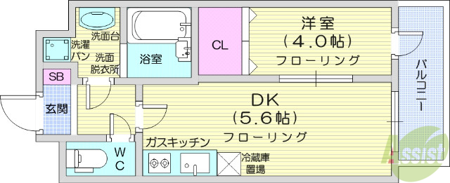 仙台市青葉区子平町のマンションの間取り