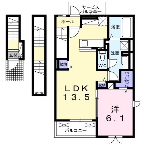 北九州市小倉北区上富野のアパートの間取り