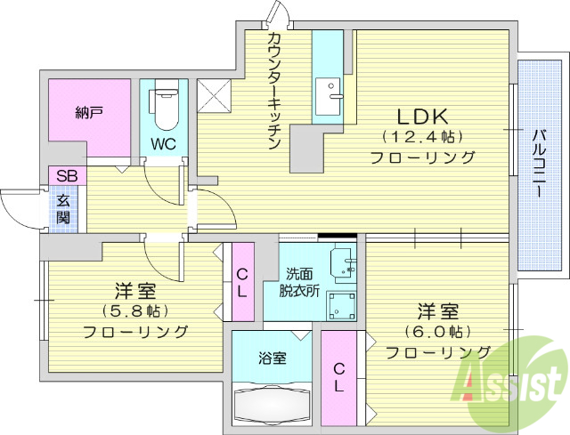 グランドール柳生Ｂの間取り