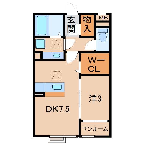 和歌山市東布経丁のアパートの間取り