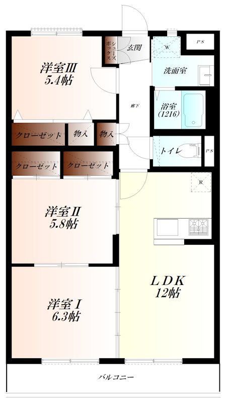 バルパレーダイジマ　WiFi対応の間取り