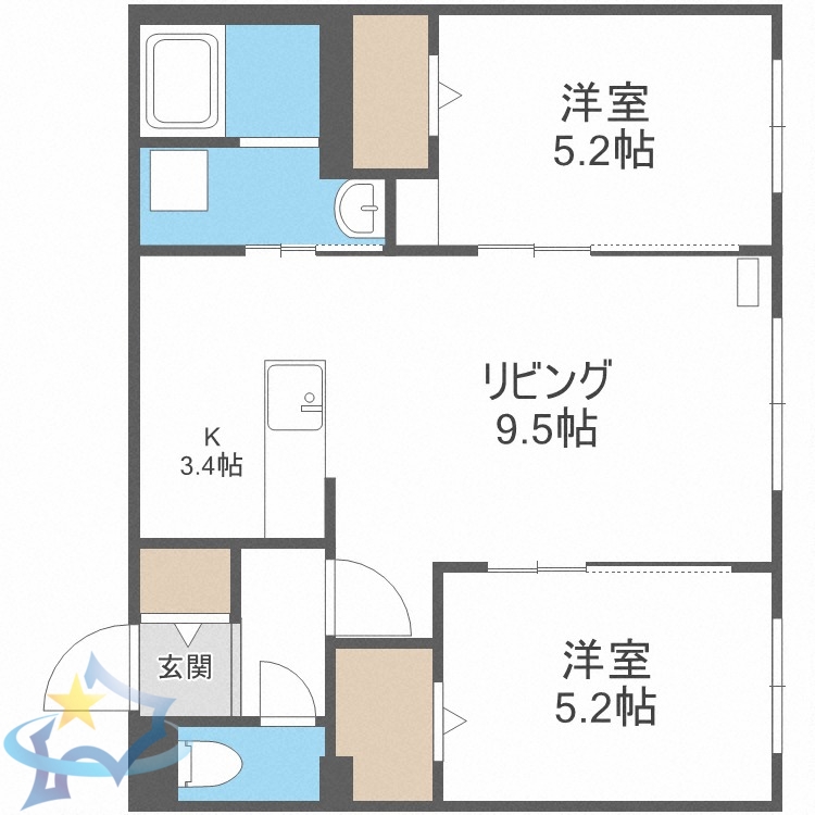 【札幌市中央区北十三条西のマンションの間取り】