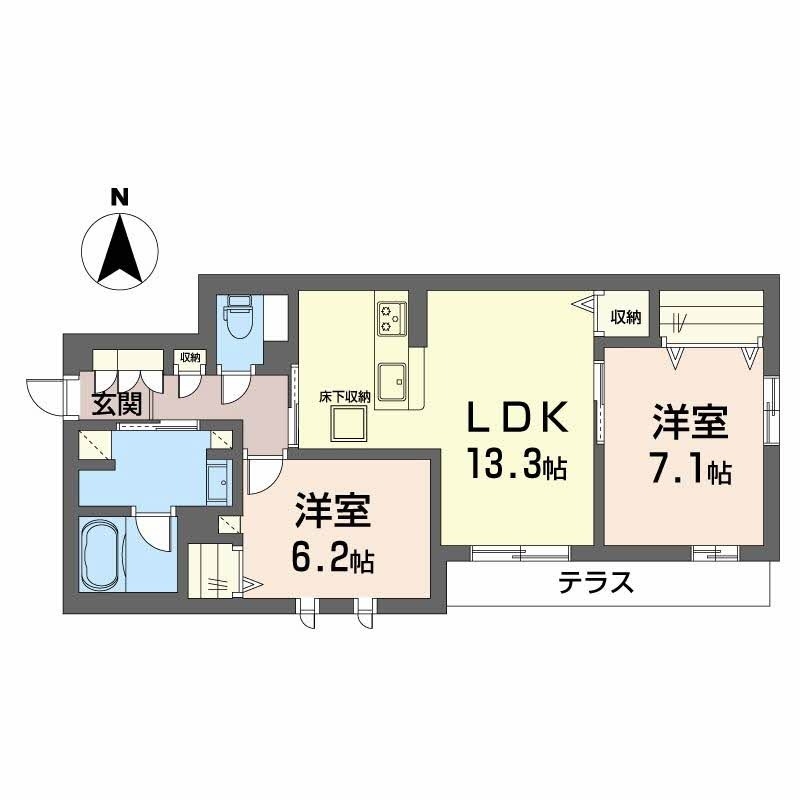 堺市堺区中三国ヶ丘町のマンションの間取り