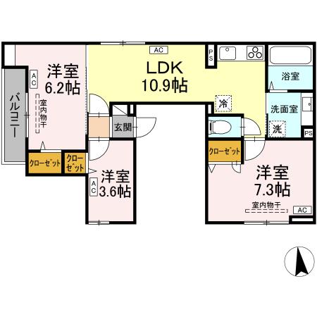 八王子市万町のアパートの間取り