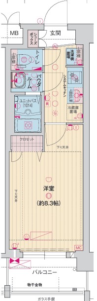 京都市下京区西七条石井町のマンションの間取り