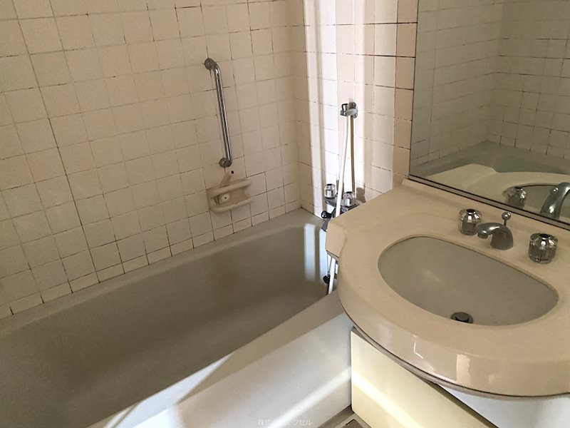バス・シャワールーム　洗面台付の大きめのお風呂になります。