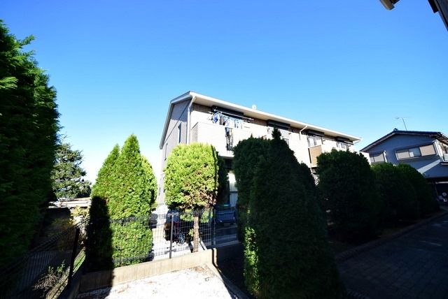 建物外観　目隠しの植栽が育ってます