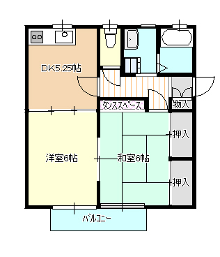 石巻市丸井戸のアパートの間取り