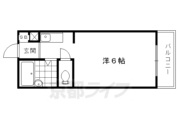 京都市左京区北白川下池田町のマンションの間取り