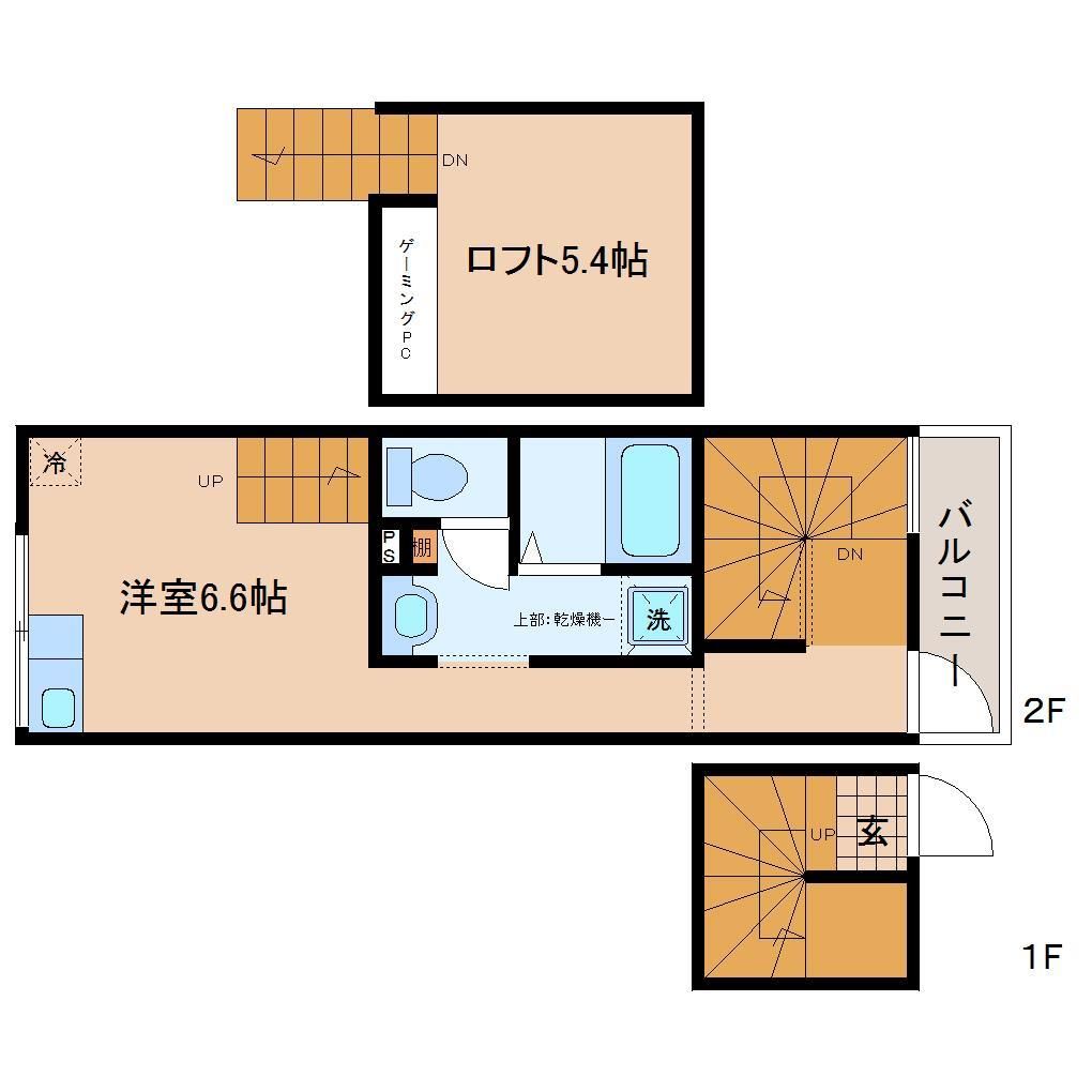 仙台市宮城野区福住町のアパートの間取り