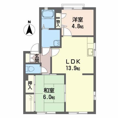 広島市安佐北区小河原町のアパートの間取り