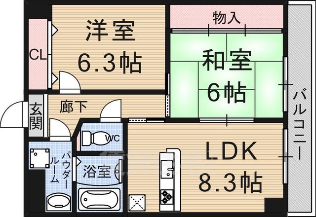 京都市伏見区醍醐構口町のマンションの間取り