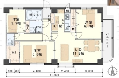 ベルブラン船岡の間取り