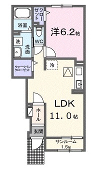 広島市安佐北区三入のアパートの間取り