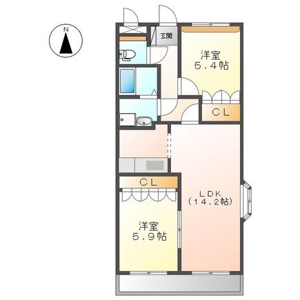 北名古屋市熊之庄のアパートの間取り