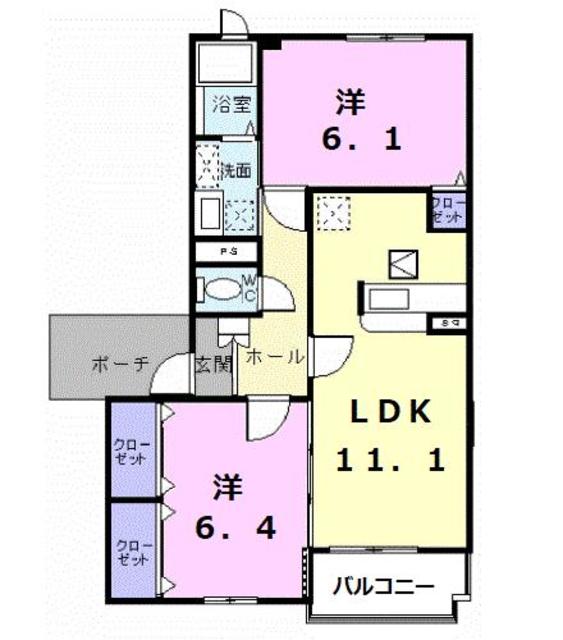 御殿場市西田中のアパートの間取り