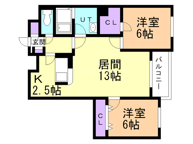 函館市美原のマンションの間取り