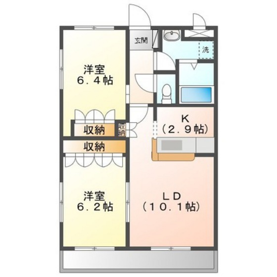 郡山市日和田町のマンションの間取り