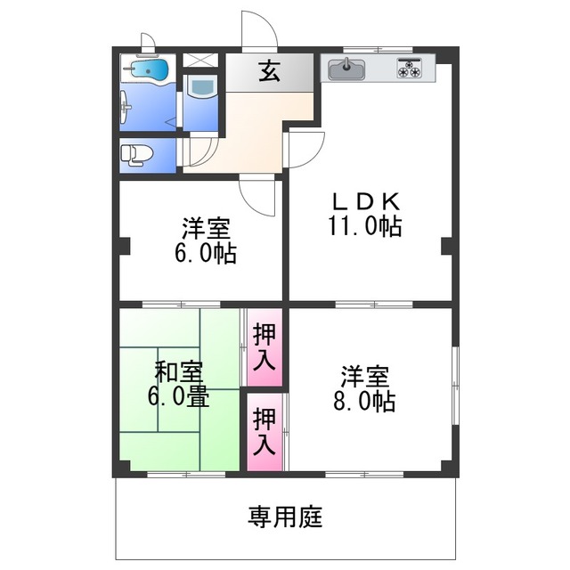 和歌山市坂田のマンションの間取り